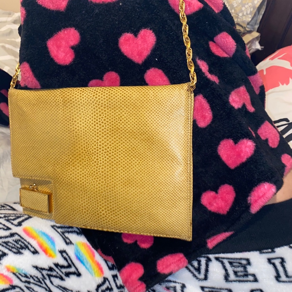 Mustard with gold chain bag